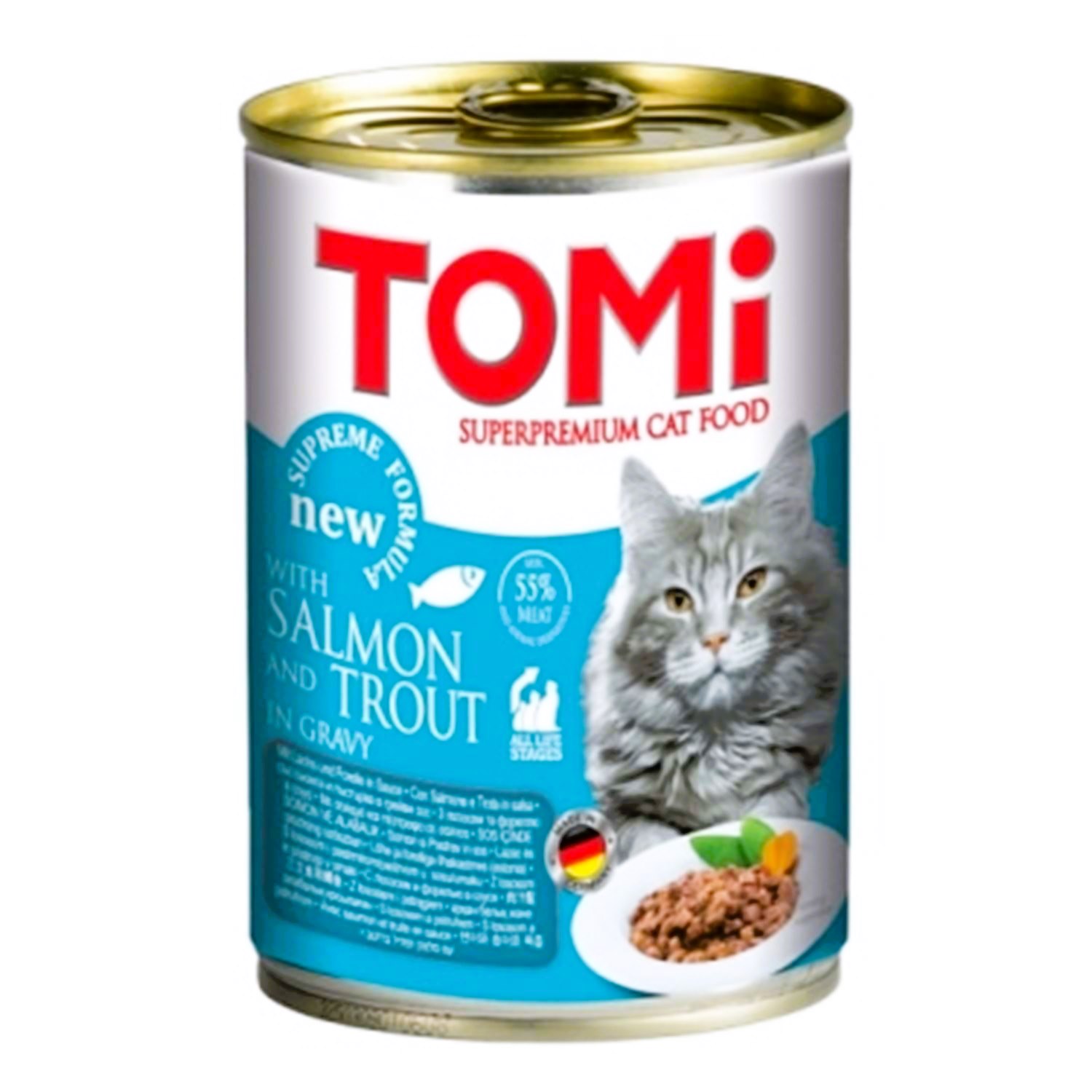 Tomi Somonlu ve Alabalıklı Soslu Kedi Konserve Yaş Mama 400 Gr