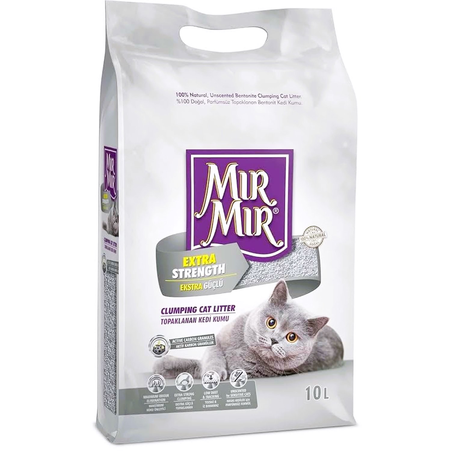 MırMır Aktif Karbon Plus Bentonit Kedi Kumu 10 Lt