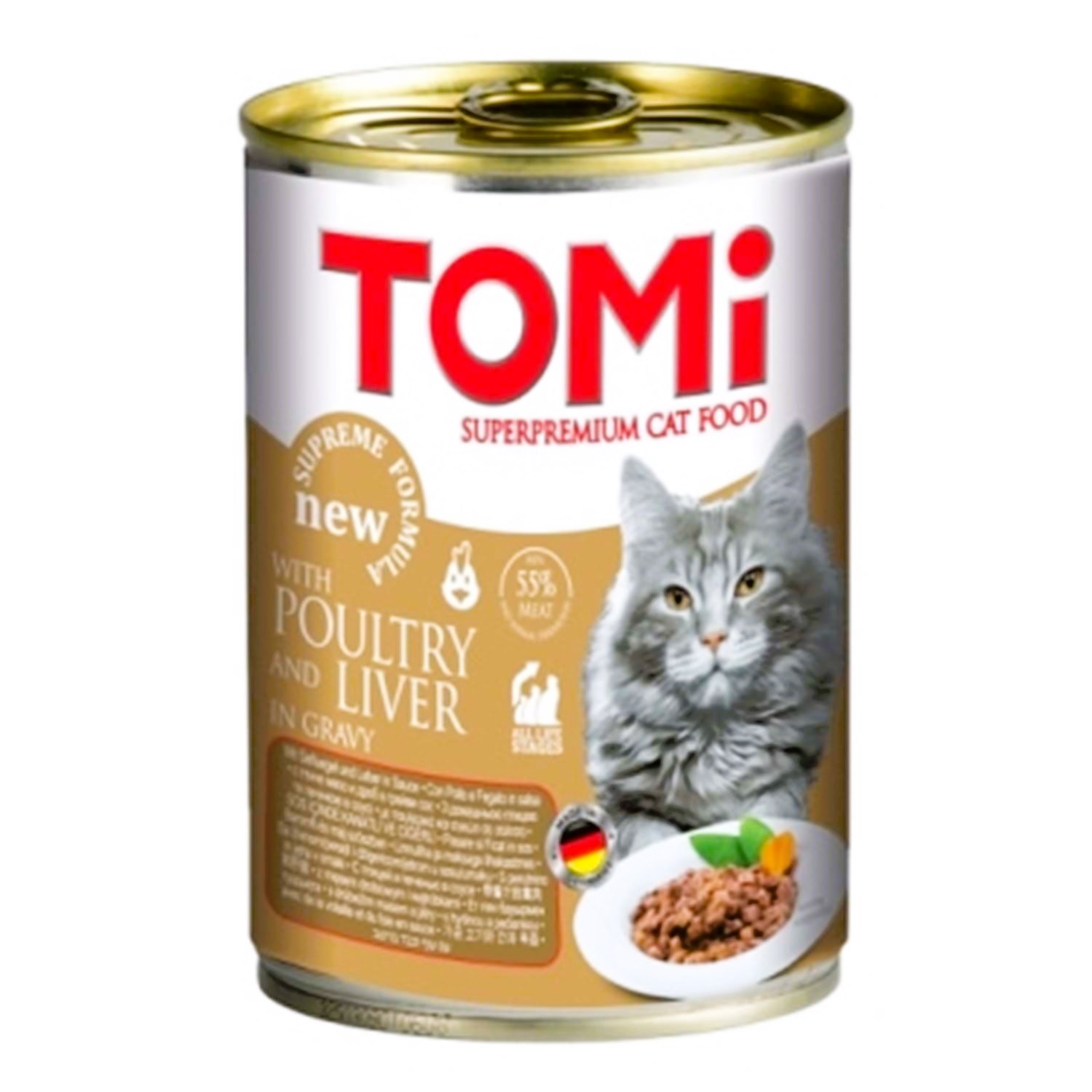 Tomi Kümes Hayvanlı ve Ciğerli Soslu Kedi Konserve Yaş Mama 400 Gr
