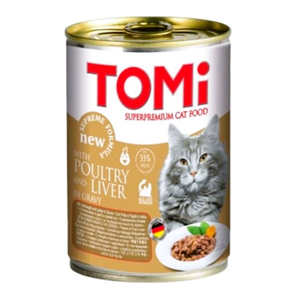 Tomi Kümes Hayvanlı ve Ciğerli Soslu Kedi Konserve Yaş Mama 400 Gr