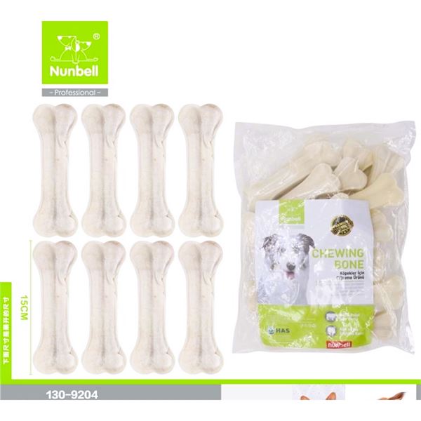 Nunbell Beyaz Pres Kemik Köpek Çiğneme Ödülü 15 Cm 20'li
