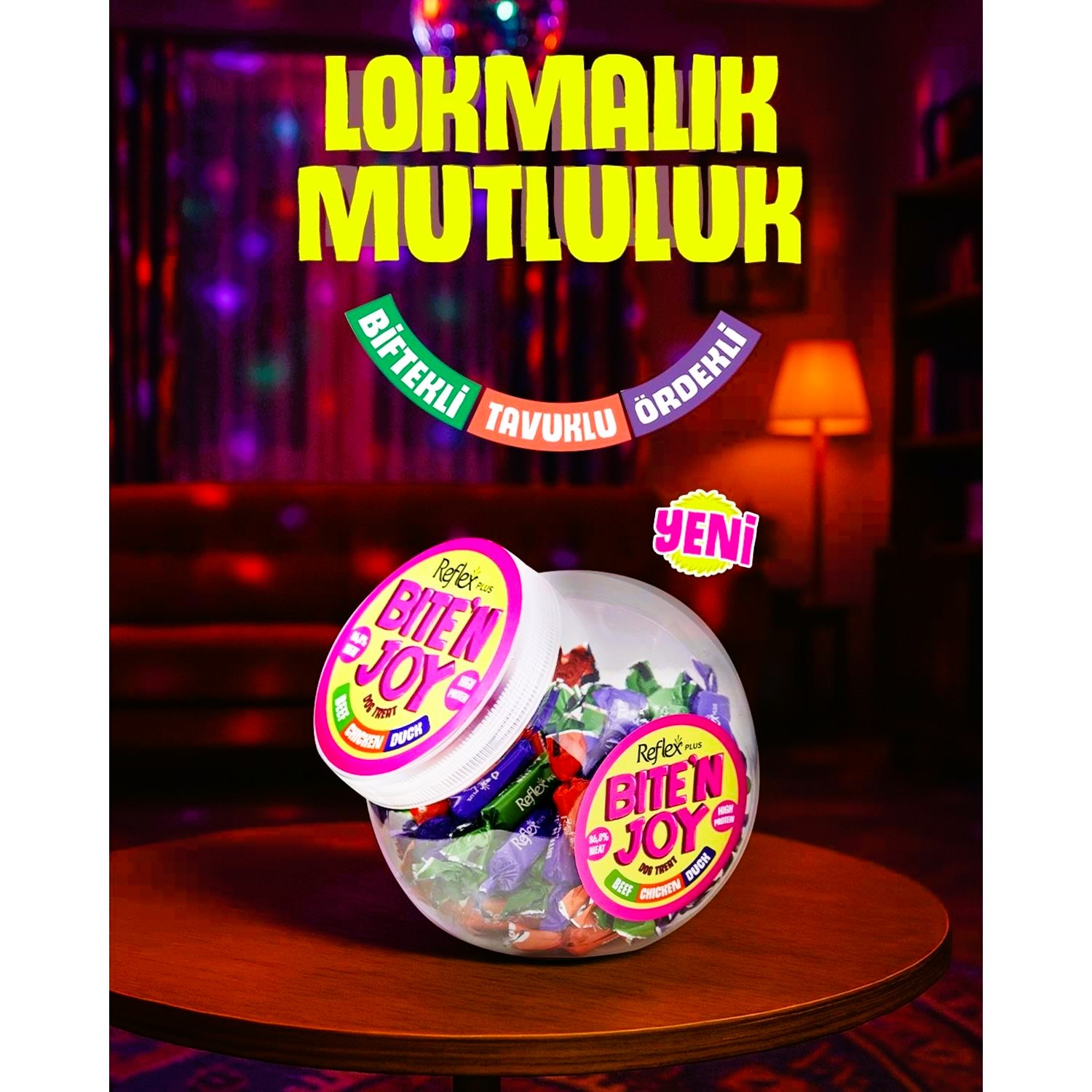 Reflex Plus Biten Joy Karışık Etli Köpek Ödül Maması (Dana, Tavuk, Ördek) 250 Gr