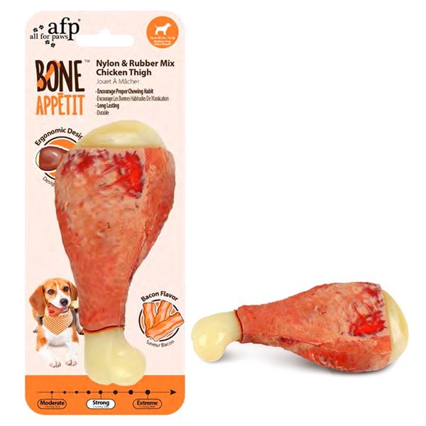 AFP Bone Appetit Naylon ve Kauçuk Karışımı Pastırma Aromalı Tavuk Budu Köpek Çiğneme Oyuncağı 15x7x6 cm